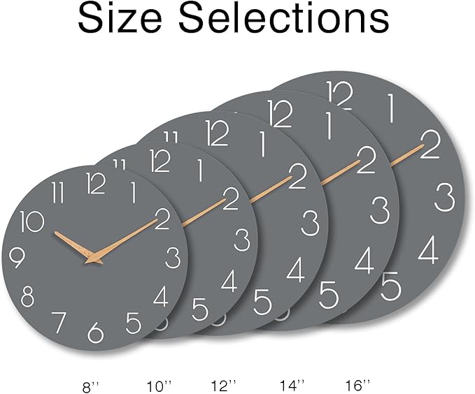 cicininc Wall Clock, 16 Inch Wooden Battery Operated Wall Clocks Silent - Image 3