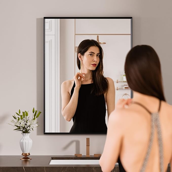 LOAAO Black Bathroom Mirror 20"X28" - Image 2