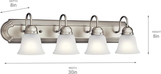 Kichler 30" 4-Light Vanity Bath Light in Brushed Nickel, Modern Bathroom Light - Image 7
