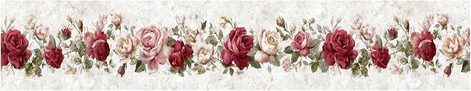 Vintage Rose Wallpaper Border 196x4 Inch Removable Wall Border Peel and Stick - Image 2