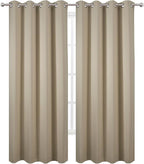 LEMOMO Blackout Curtains 52 x 90 Inch Long Beige Curtains Set of 2 Panels Room - Image 2