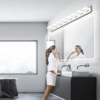 Ralbay 8-Light Brushed Nickel Bathroom Vanity Lights Metal Acrylic LED Modern - Image 4