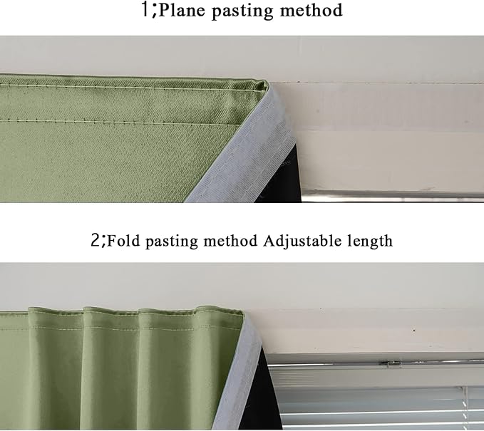 AJAZZ 100% Black Out Curtains Adhesive Blackout Temporary Curtain Rod No - Image 5