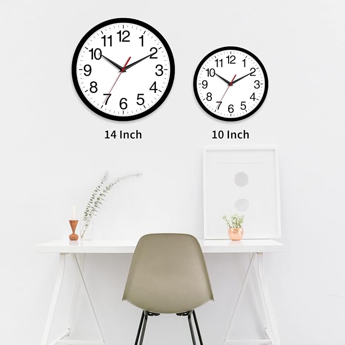 Rohioue Wall Clock Modern 10 Inch Black Battery Operated Silent Non Ticking - Image 10