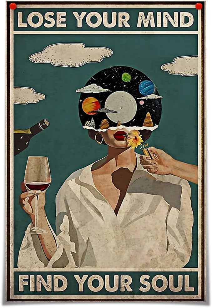 Vintage Lose Your Mind Find Your Soul Poster Mental Health Inspirational Quote by Unknown