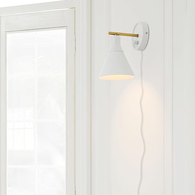Globe Electric 65542 1-Light Plug-in or Hardwire Wall Sconce, Matte White - Image 7