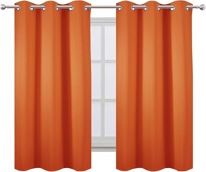 LEMOMO Orange Blackout Curtains/38 x 54 Inch/Set of Two Panels Grommet Living - Image 2