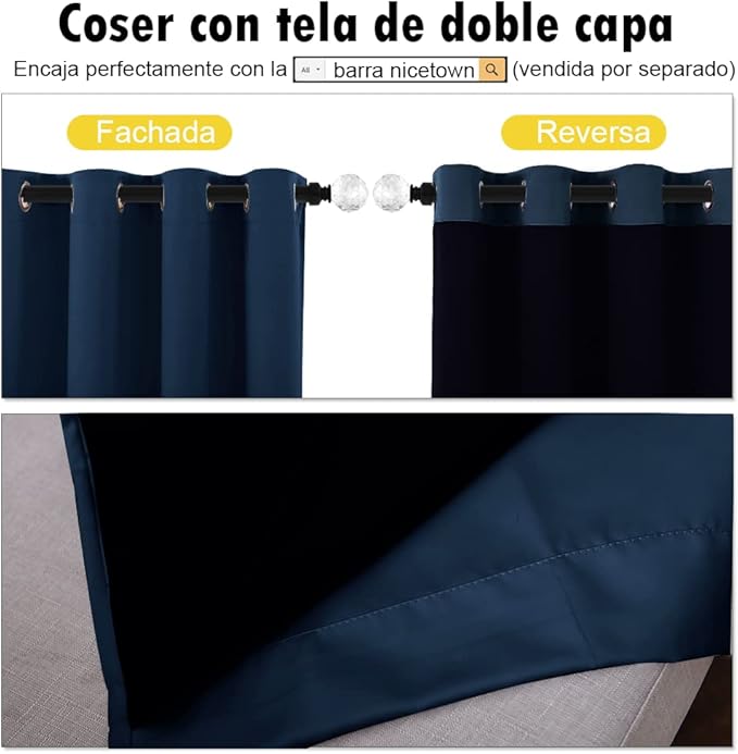 NICETOWN Complete 100% Blackout Curtain Set, Thermal Insulated & Energy - Image 5