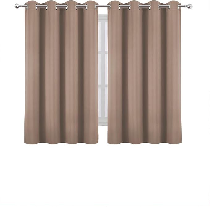 LEMOMO Blackout Curtains 66 x 54 Inch Long Cappuccino Curtains Set of 2 Panels - Image 2