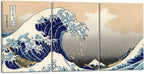 Wieco Art Great Wave of Kanagawa Katsushika Hokusai 3 Piece Modern Stretched by WiecoArt