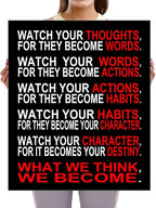 Pyradecor Large Canvas Prints Wall Art Watch Your Thoughts Motivational - Image 5