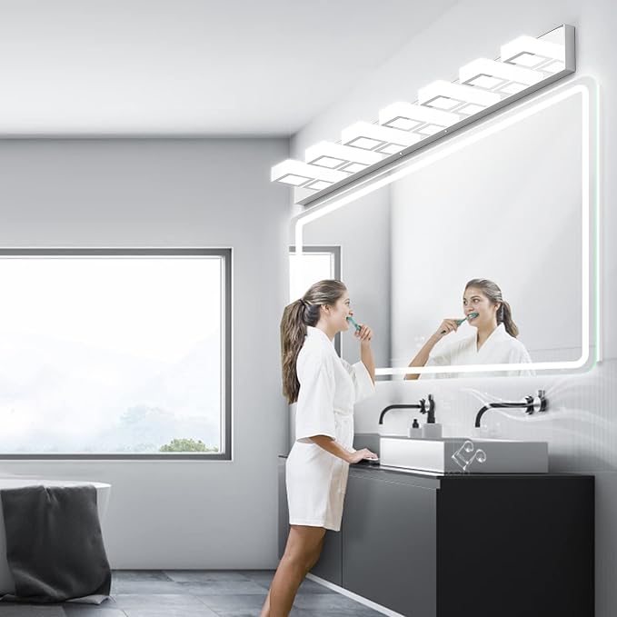 Ralbay 46" Modern LED Chrome Vanity Lights 7 Lights Acrylic Stainless Steel LED - Image 4