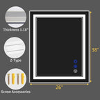 38"x26" LED Bathroom Mirror - Image 9