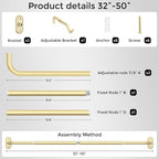 Curtain Rods 32-46 Inch, 1 Inch Adjustable Heavy Duty Room Darkening Window - Image 7