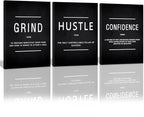 KAWAHONE Motivational Success Canvas Wall Art, Grind Hustle Confidence Wall by KAWAHONE