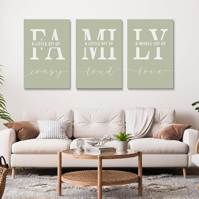 GUBIYU Farmhouse Family Wall Art Set of 3, Home Love Framed Canvas Prints - Image 4