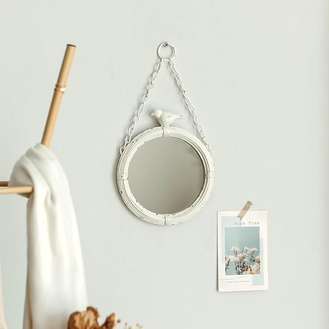 NIKKY HOME 6.7 Inch Decorative Small Hanging Mirrors Vintage Rustic Round Metal - Image 2