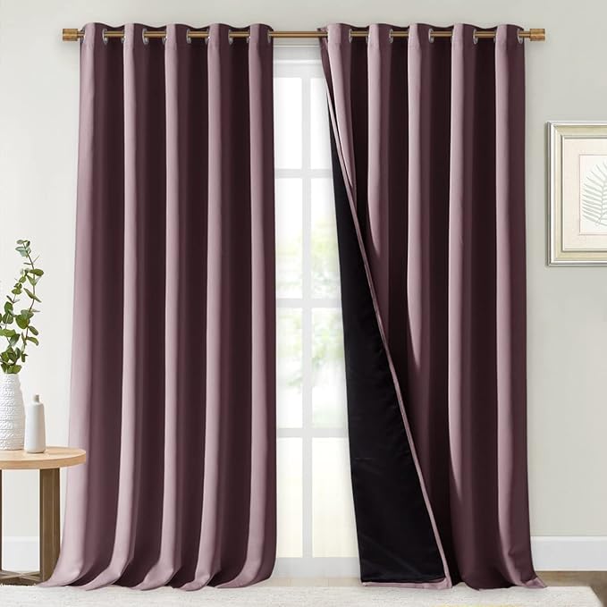NICETOWN Full Shading Curtains for Windows, Super Heavy-Duty Black Lined by NICETOWN