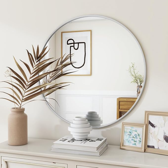 BEAUTYPEAK 20 Inch Round Mirror, Metal Frame Circle Mirror, Wall Mounted by BEAUTYPEAK