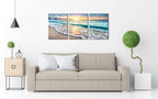 Wieco Art 3 Panel Blue Beach Canvas Wall Art - Image 4