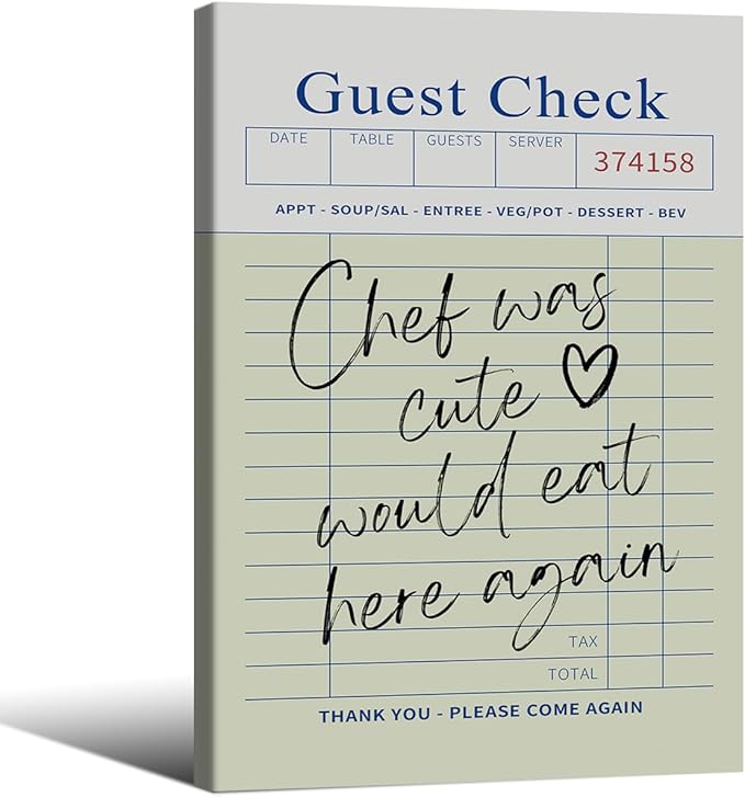 Framed Wall Art Posters Trendy Kitchen Guest Check Prints Chef Was Cute Would by PDFI