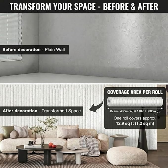3D Wall Panels Peel and Stick – 15.74" x 236" PVC Faux Texture Wall Covering - Image 3