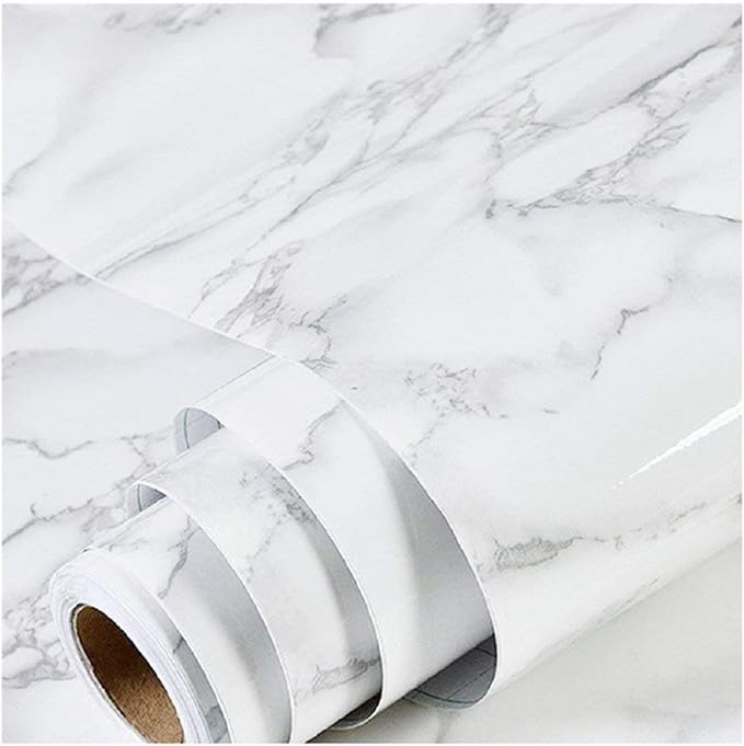 practicalWs Marble Wallpaper Granite White and Grey Paper Roll 23.6" x 118" by practicalWs