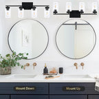 4 Light Bathroom Vanity Light Fixtures, Matte Black Modern Wall Lights - Image 7