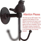 2PCS Cast Iron Hooks 520013 Songbird Wall Hook - Image 3
