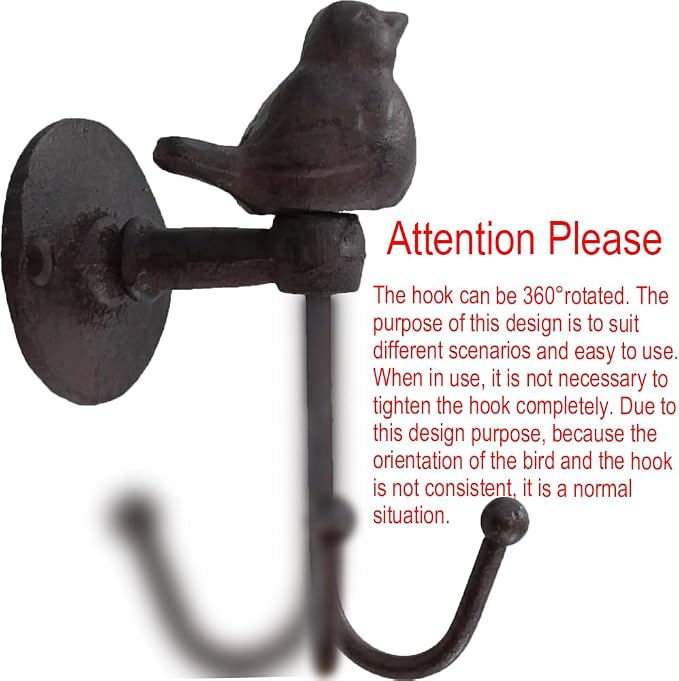 3PCS Cast Iron Hooks 520013 Songbird Wall Hook - Image 3