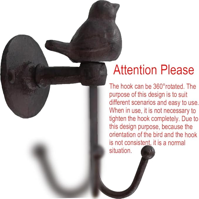 1PC Cast Iron Hooks 520013 Songbird Wall Hook - Image 3