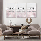 GUBIYU Love Decor for Bedroom Dream Live Quotes Posters Prints Set of 3 Pink - Image 2