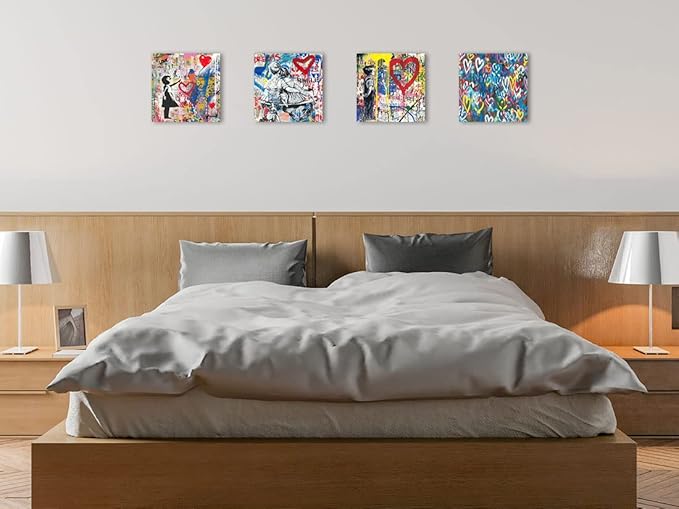 Biufo Banksy Canvas Wall Art Prints Pop Graffiti Street Art Pictures - Image 4
