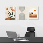 Boho Wall Art Set of 3, MidCentury Modern Wall Prints Framed Canvas Paintings - Image 7