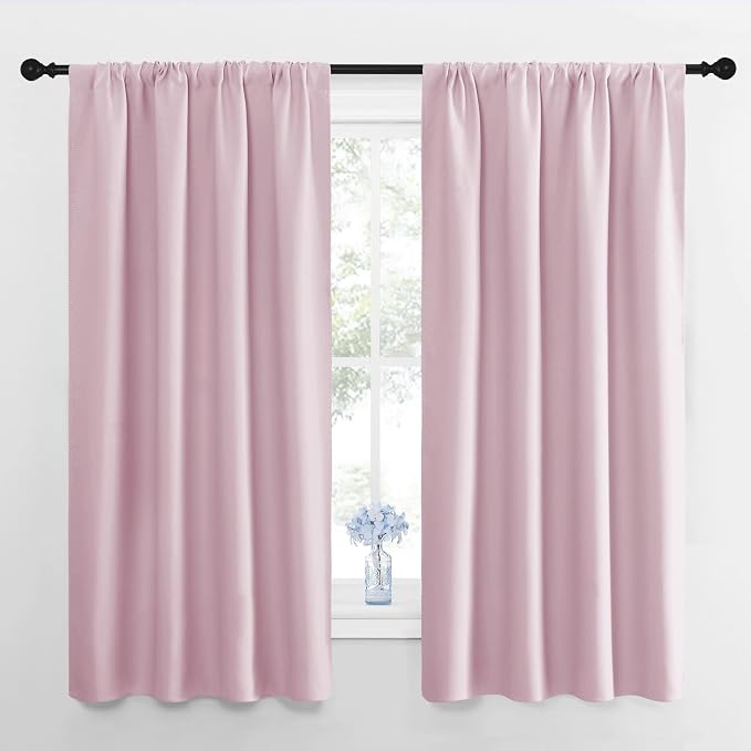 NICETOWN Window Curtains for Bedroom, Baby Pink, 2 Panels, W42 x L48 -Inch by NICETOWN