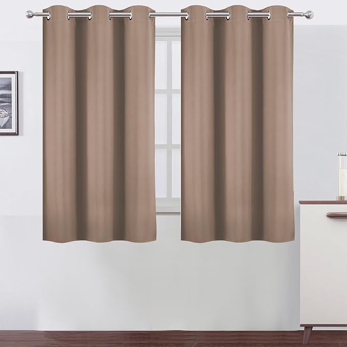 LEMOMO Cappuccino Blackout Curtains 42 x 54 Inch Length Set of 2 Panels Grommet by Lemomo