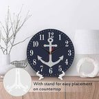Mxocom Anchor Wall Clock Boat Anchor Marine Navigation Blue 10 Inch Silent Non - Image 3