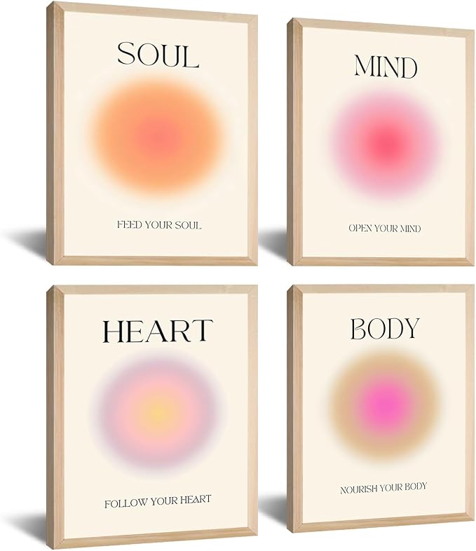 Framed 4 colorful abstract halo posters angel number positive energy by NCYEL