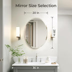 USHOWER Bathroom Mirror for Over Sink, 20x28 Inch Oval Frameless Mirror - Image 5