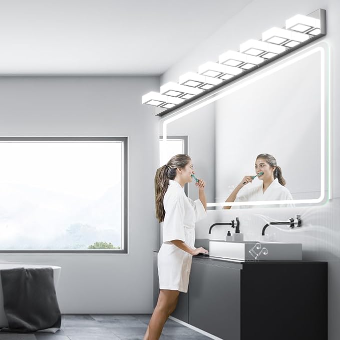 Ralbay 52" Modern Chrome Vanity Lights 8 Lights Acrylic Stainless Steel LED - Image 4