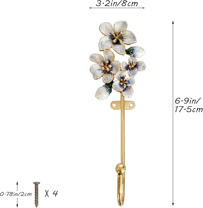 2 Pack Decorative Wall Hooks, Vintage Flower Shaped Metal Wall Hook - Image 2