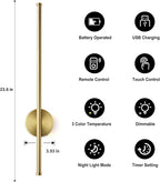 Battery Operated Modern Wall Sconces, Dimmable Wireless Wall Light Set of Two - Image 4