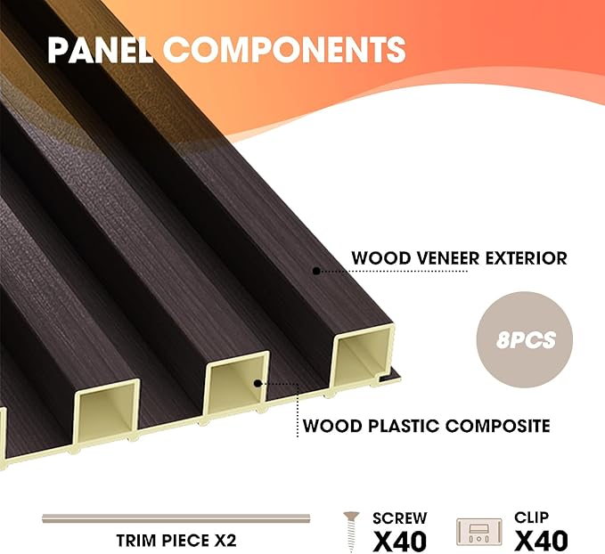 OUZUGIE WPC Acoustic Slat Wall Paneling, Living Room, TV Background, Study Room - Image 4