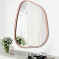 Irregular Wall Mirror 26"x18", Asymmetrical Large Bathroom Mirror Wood Framed by HLFMVWE