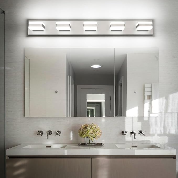 SOLFART 5 Light Bathroom Vanity Light, Brushed Nickel Vanity Lighting Fixtures - Image 7