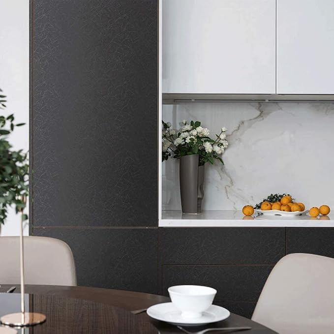 Abyssaly Black Silk Wallpaper Peel and Stick 15.7" X 393.7" Embossed Self - Image 9