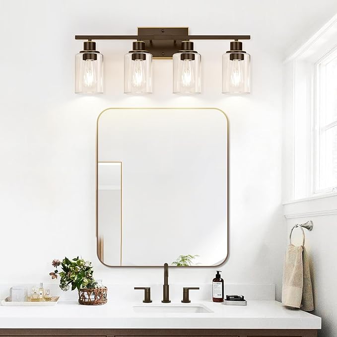 Indoi 4 Light Bathroom Light Fixtures, Oil-Rubbed Bronze Modern Vanity Lights - Image 6