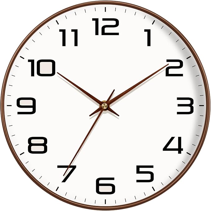 Woodgrain Wall Clocks Battery Operated 12 Inch, Large Easy-to-Read Silent by MABPEDO