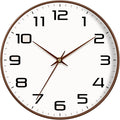 Woodgrain Wall Clocks Battery Operated 12 Inch, Large Easy-to-Read Silent by MABPEDO