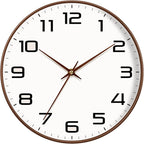 Woodgrain Wall Clocks Battery Operated 12 Inch, Large Easy-to-Read Silent by MABPEDO
